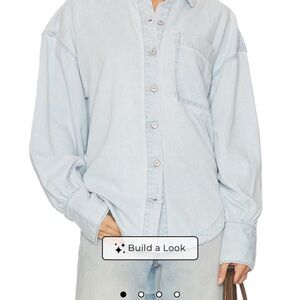 We The Free Light Wash Denim Button-Up Shirt